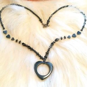 Heart shaped Hematite necklace